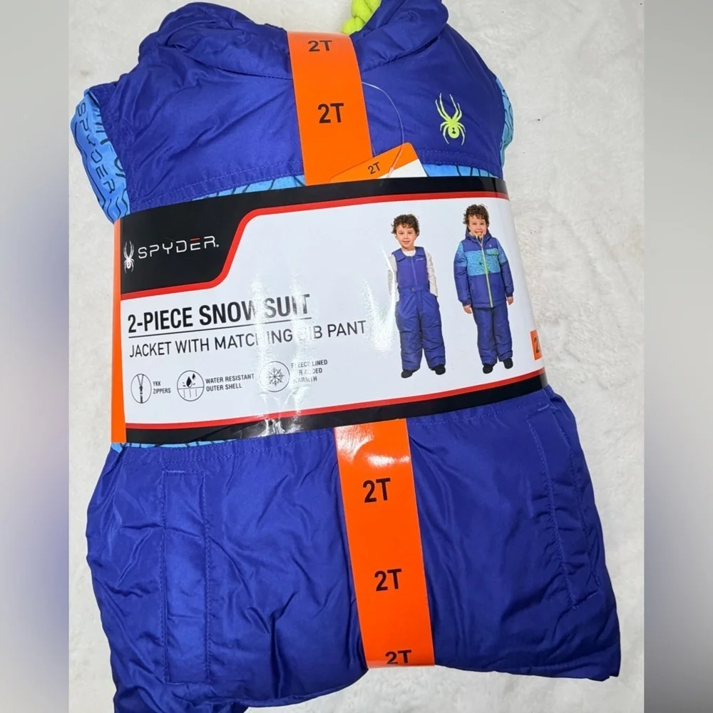 Spyder Kids 2 Piece Snowsuit Jacket Bib Pants Blue Size 2T NWT